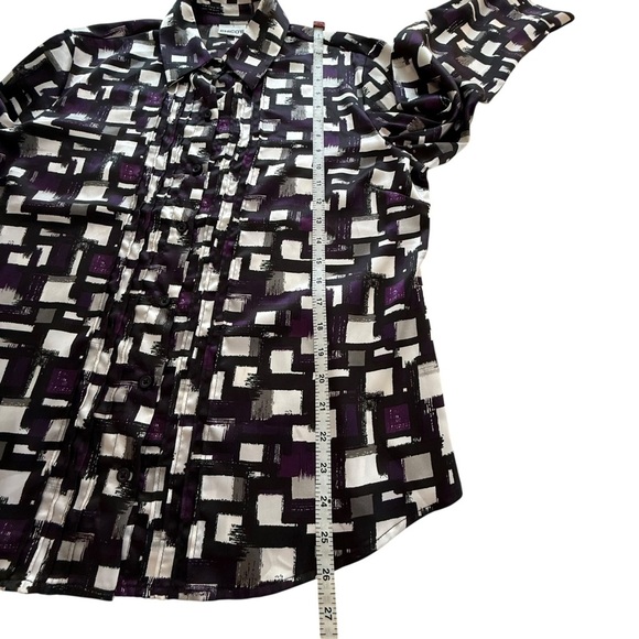 Chico’s Purple Black White Long Sleeves Button Down Shirt size Large (2) - Picture 4 of 8